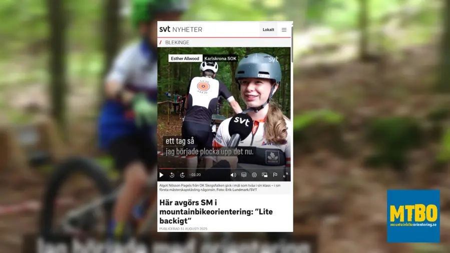 När MTBO SM 2025 avgjordes i Karlshamn var SVT på plats och gjorde ett reportage om sporten och dess utmaningar. Runt 200 deltagare från hela landet samlades för att göra upp om medaljerna i skogen och bland bostadsområdena.