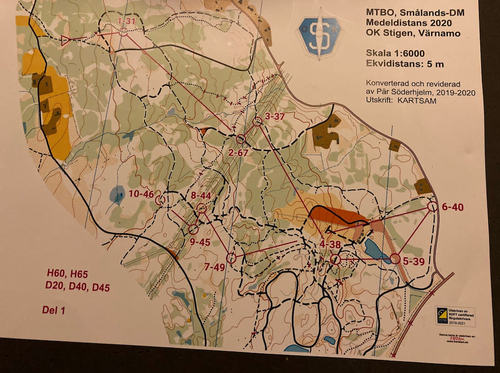 Kartprov från Smålands MTB-O DM 2020