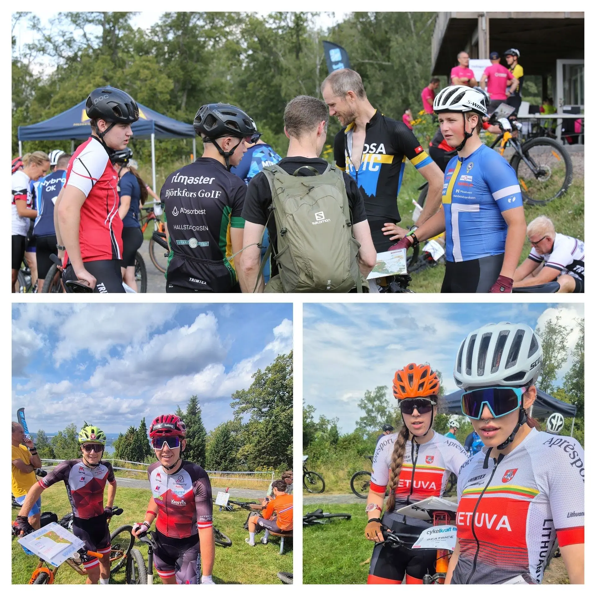 Glada cyklister efter målgång på O-Ringen MTB orientering