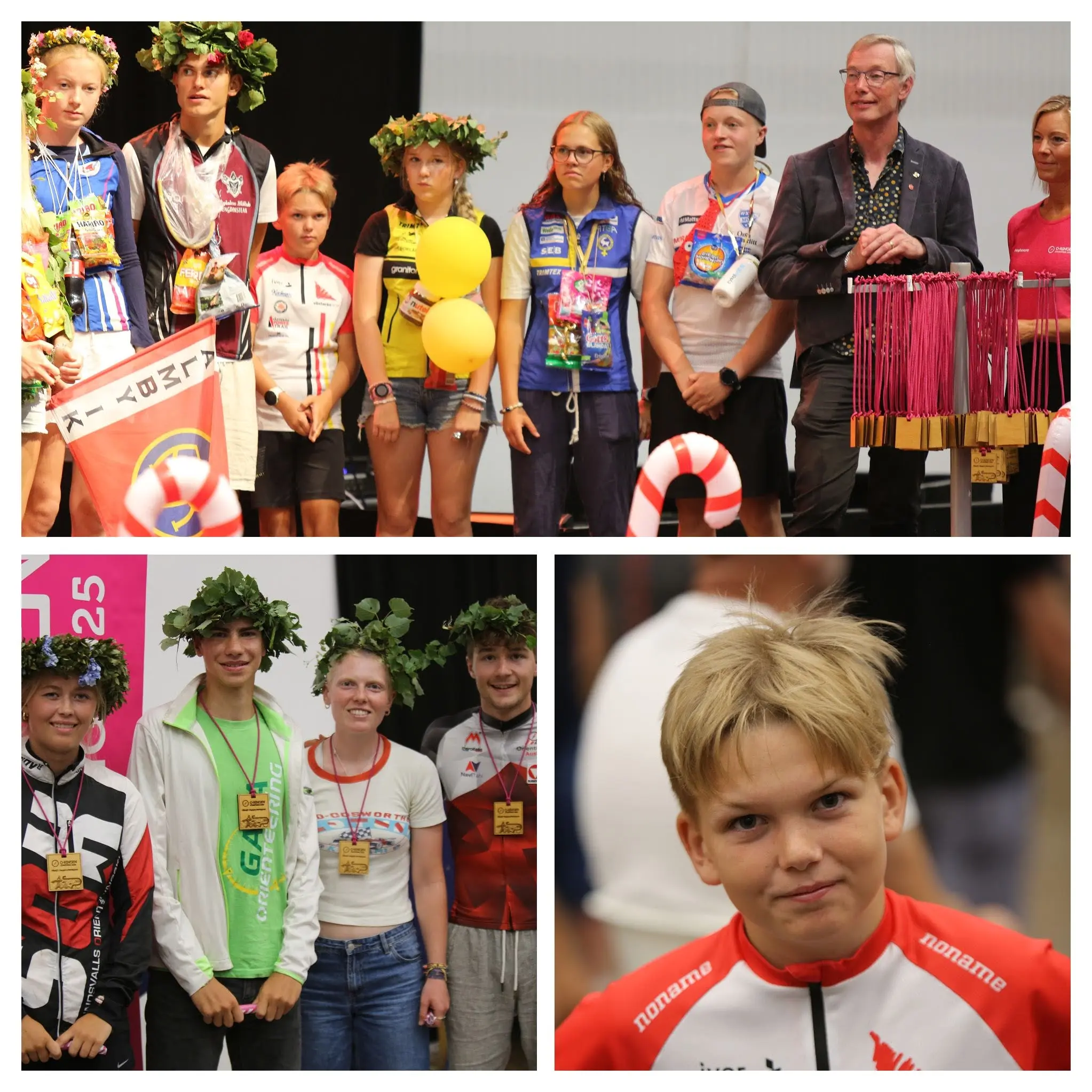 Proud winners receiving their prices at O-Ringen grand stage