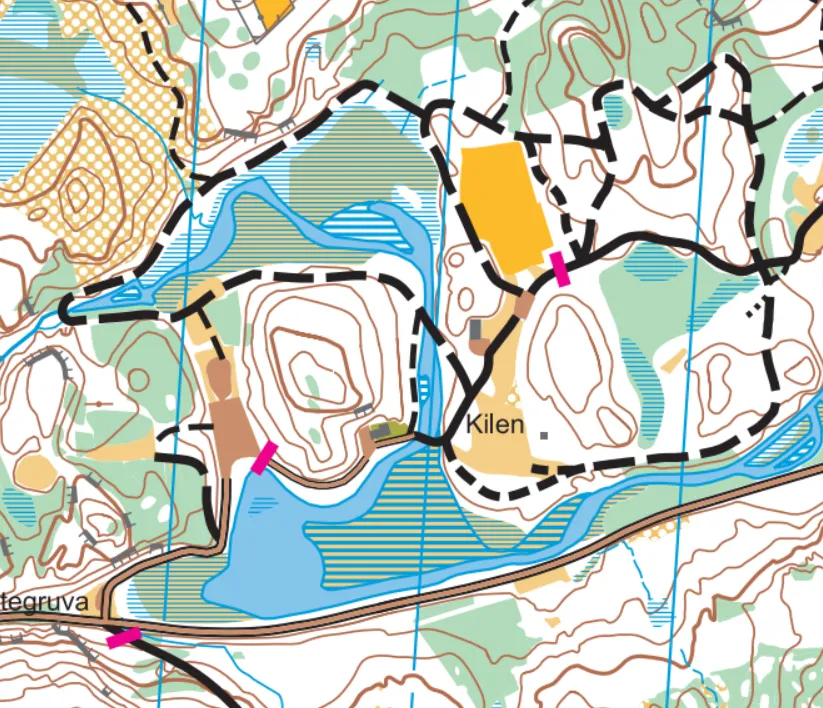Karta från när OK Marka arrangerade cykel orientering i Örby 2017